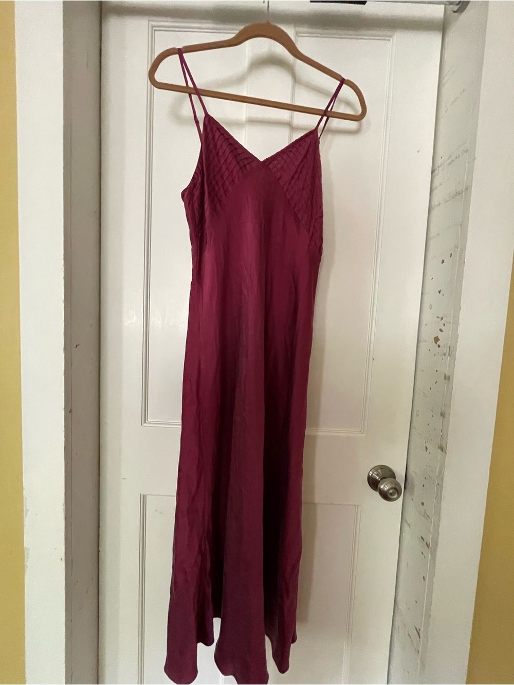 Valerie Stevens Burgundy Spaghetti-Strap 100% Silk Slip Dress
